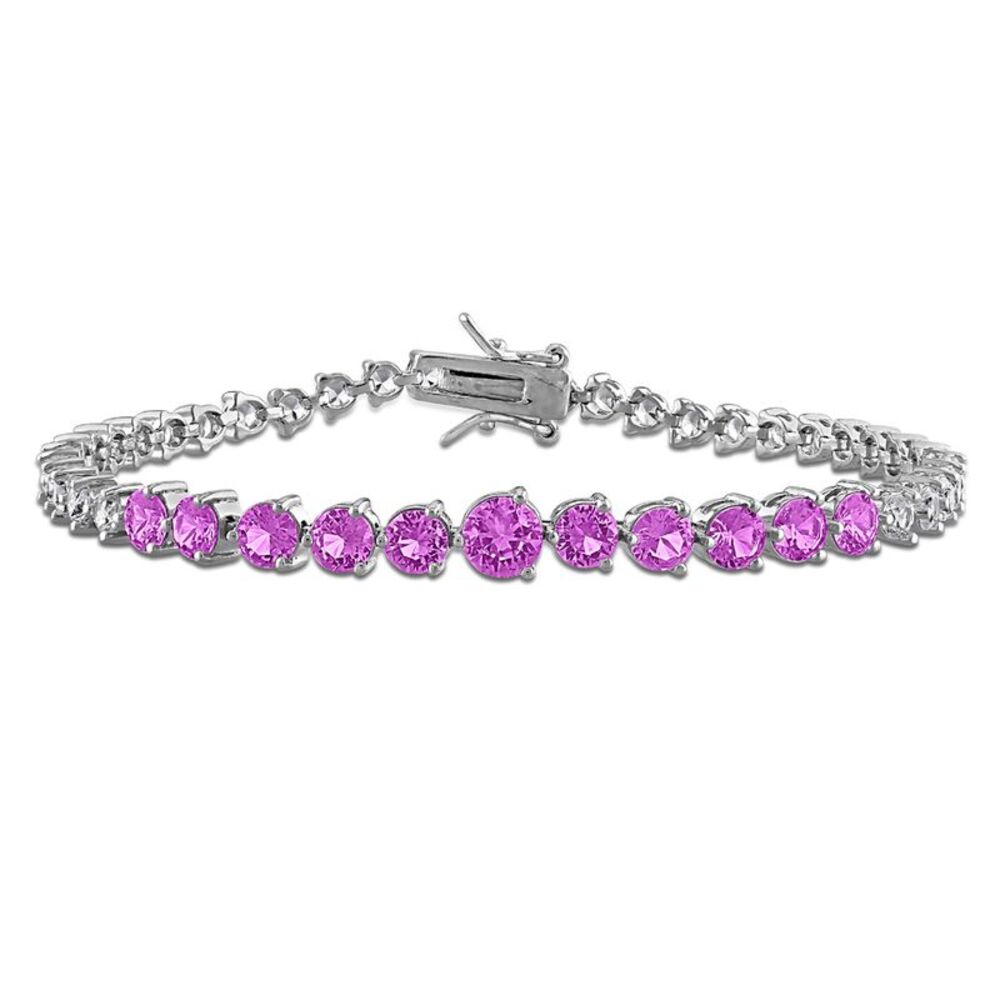 8.39 Carat (ctw) Lab-Created Pink & White Sapphire Bracelet Sterling Silver